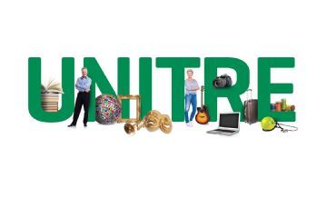 Scritta UNITRE con immagini decorative